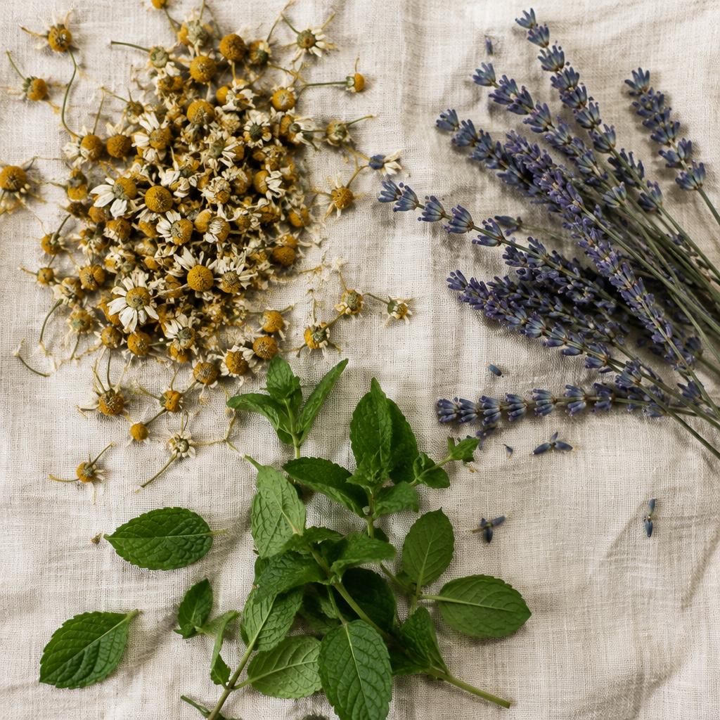 Manzanilla, menta y lavanda